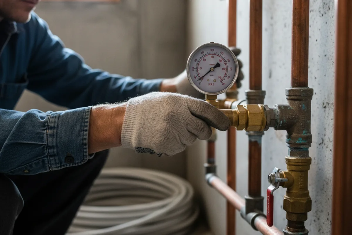 Pressure testing a repaired line during Water Line Repair in Ligonier